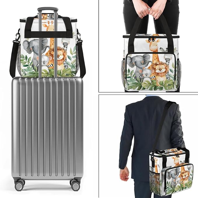 Forest Animal Green Coffee Maker Carring Bag, Large Insulated Storage Organizer - Image 7