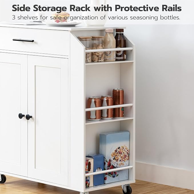 HOOBRO Kitchen Island with Power Outlet, Kitchen Storage Island with Spice Rack - Image 7