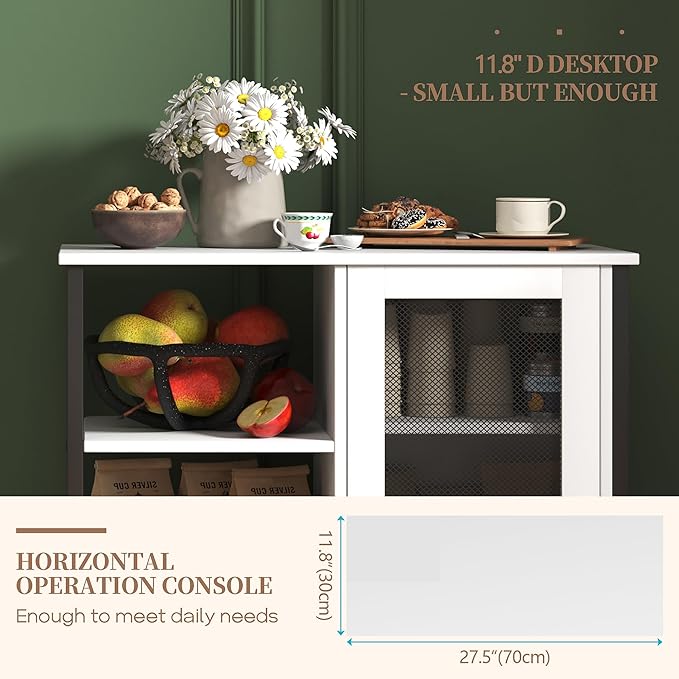 LVSOMT Mini Coffee Bar Cabinet for Home Kitchen, 27.5'' Coffee Stand Station - Image 4