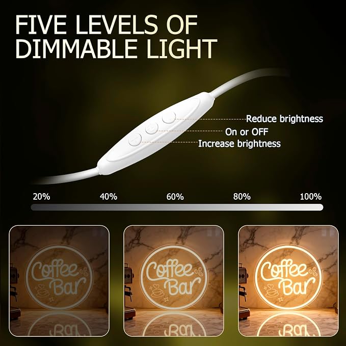 Coffee Bar Neon Sign for Wall Decor Dimmable LED Neon coffee Light Up Sign for - Image 4