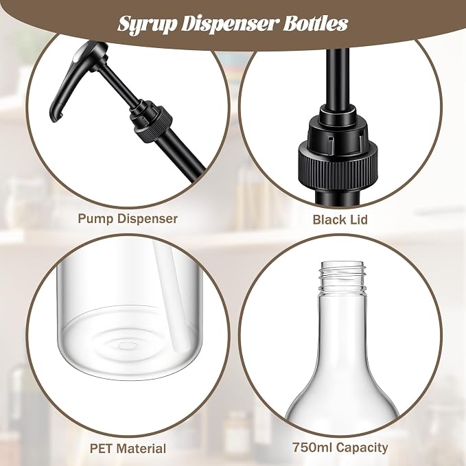 6 Pack 25 oz Coffee Syrup Bottles - Image 2