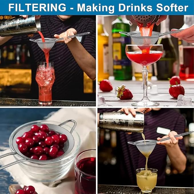 Cocktail Strainer Set, 2 Pack Stainless Steel Fine Mesh Bar Strainers - Image 4