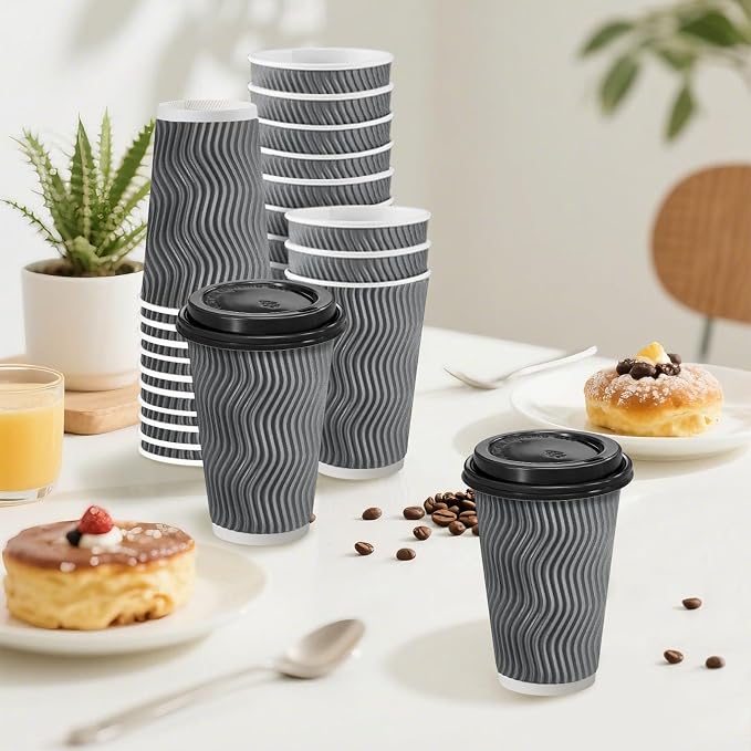 Clawsoff 100 Pack 16 oz Disposable Coffee Cups - Image 5