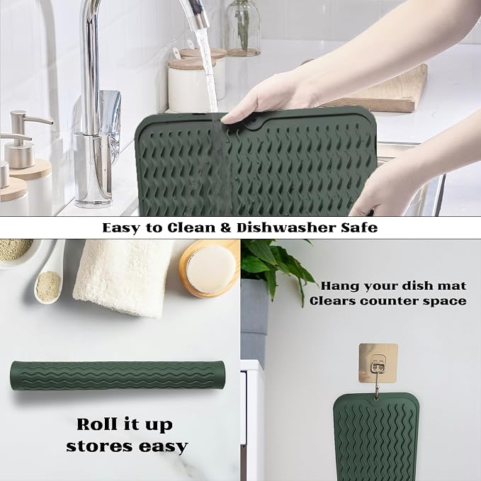 ZLR Silicone Dish Drying Mat for Kitchen Counter - Image 4