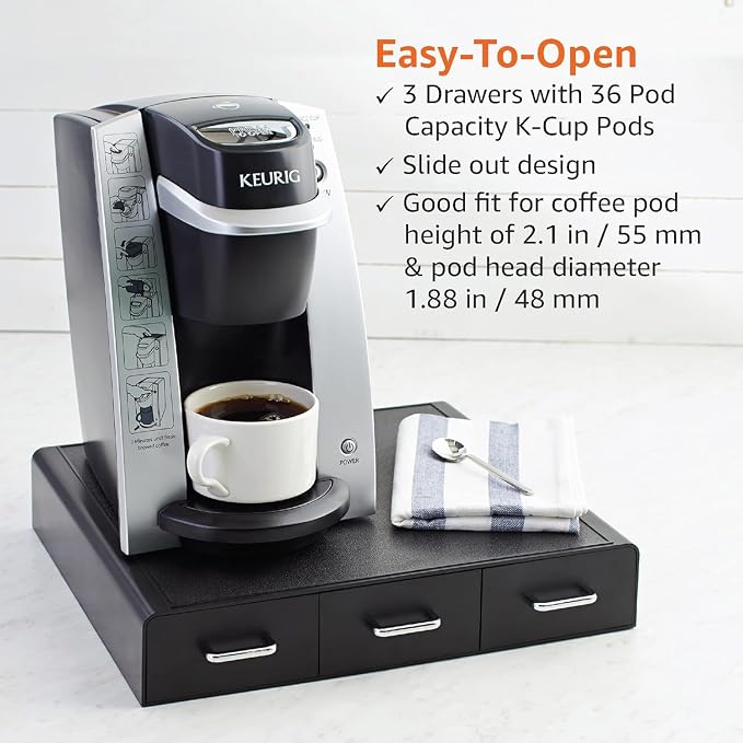 Amazon Basics K-Cup Compatible Coffee Pod Storage Drawer, 3 Easy-Open Drawers - Image 4