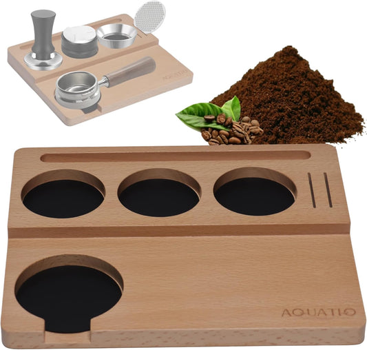 51-58 mm Wide Espresso Tamping Mat - Wooden Coffee Tamping Station - Espresso Accessories for Baristas