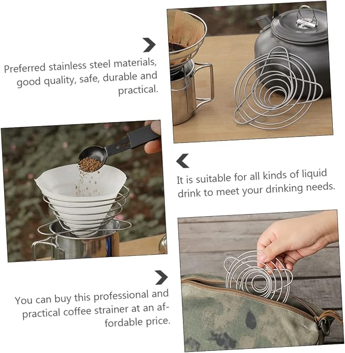 Angoily Coffee Filters Collapsible Dripper Stainless Steel Funnel Tea Slag - Image 3