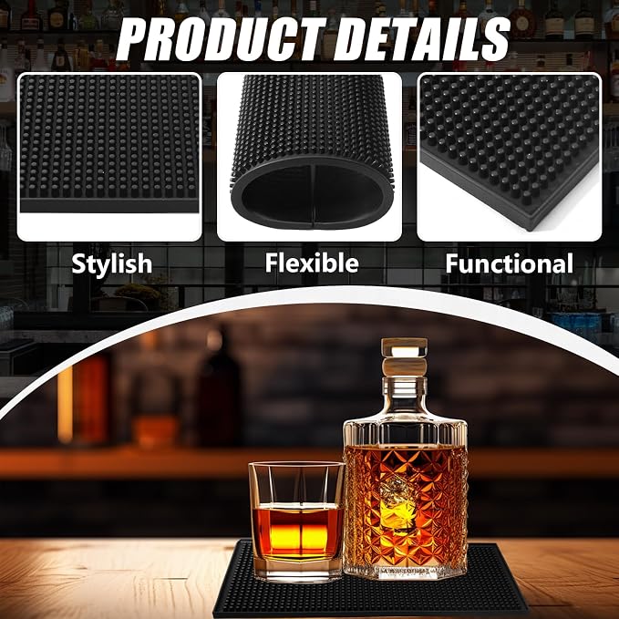6" x 12" Small Bar Mat, Coffee Mat Small Black PVC Mat, Spill Mats - Image 4