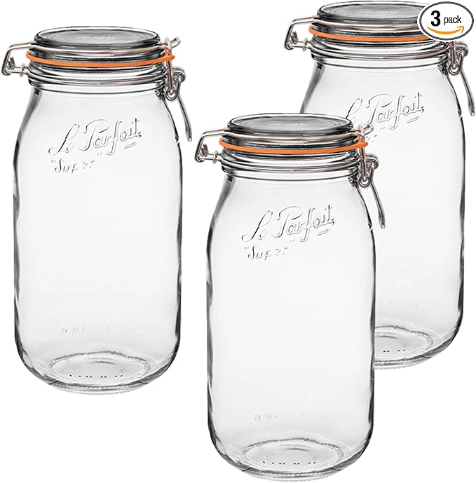 Le Parfait Super Jar 2L French Glass Preserving Jar w/Airtight Rubber Seal & by LeParfait