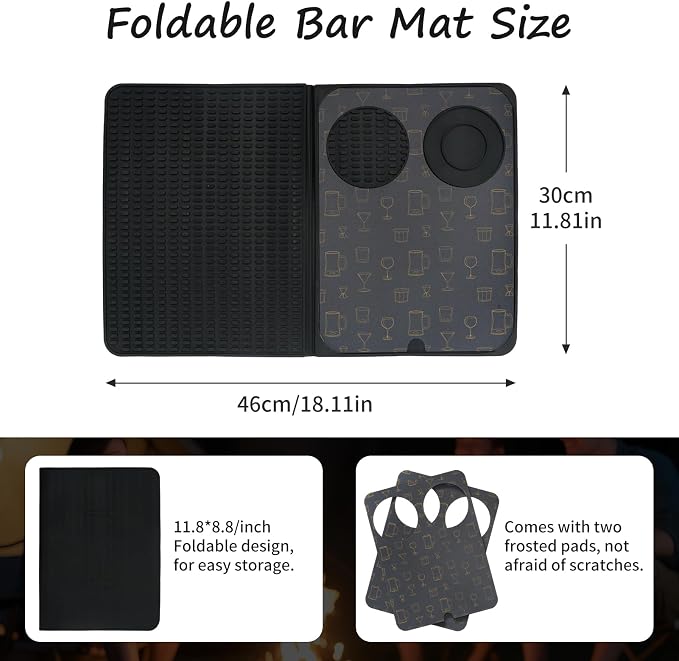 Bar Mat for Countertop 18.11" X 11.89" 1 Pack Multifunctional Silicone Bar Mat - Image 2