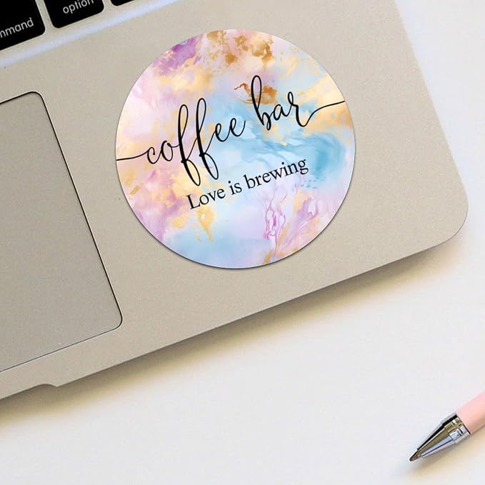 Coffee Bar Love is Brewing Round Label Sticker 2in Positive Lettering Saying - Image 4