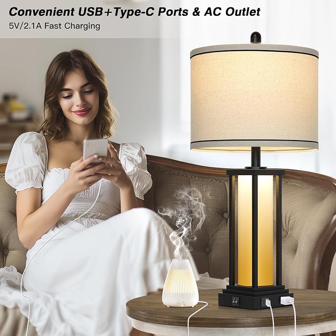 Cinkeda 27" Tall Vintage Table Lamp Set of 2 - Image 3