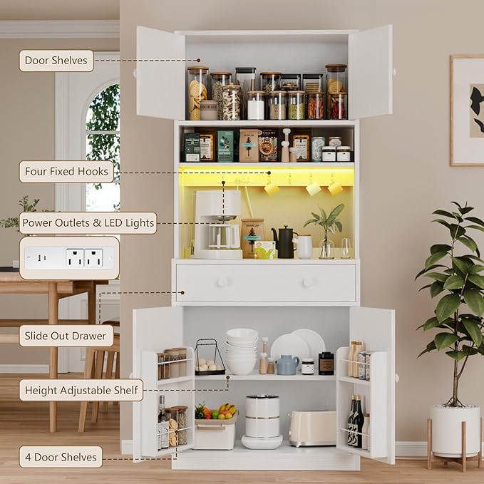 Korfile 71" Tall Kitchen Pantry Storage Cabinet - Image 3