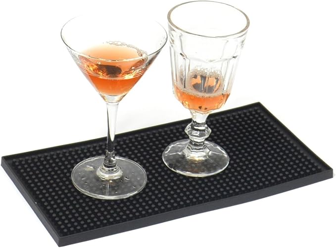 Yisharry li Bar Mat 6" x 12" Kitchen Square Rubber Service Spill Mat PVC Black - Image 3