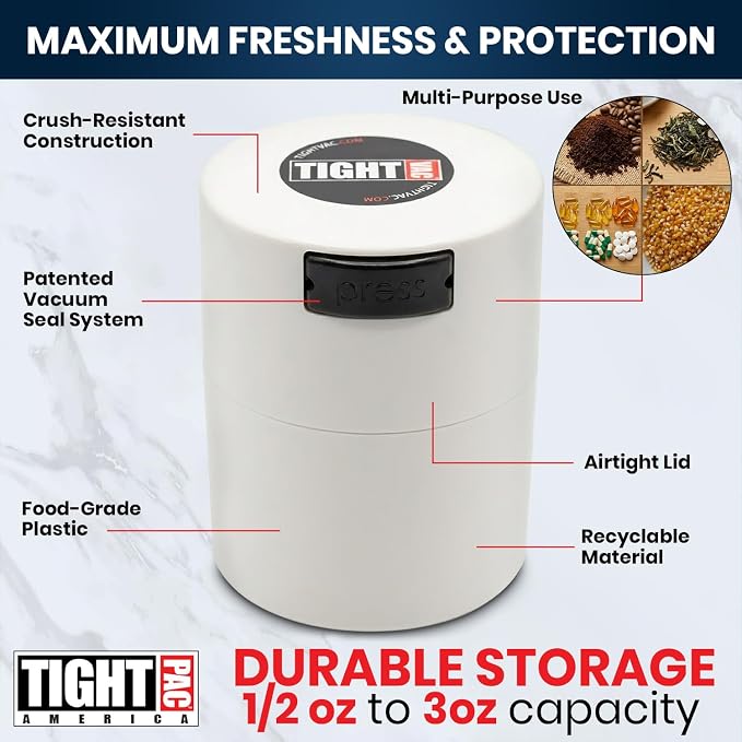 Tightvac - Premium Airtight Herb Storage Container - Holds ½ oz to 3 ounces - - Image 4