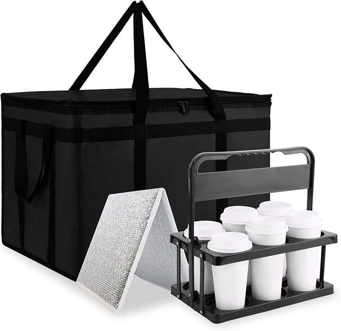 Cooler Insulated Food Delivery Bag & Drink Carrier by Bodaon