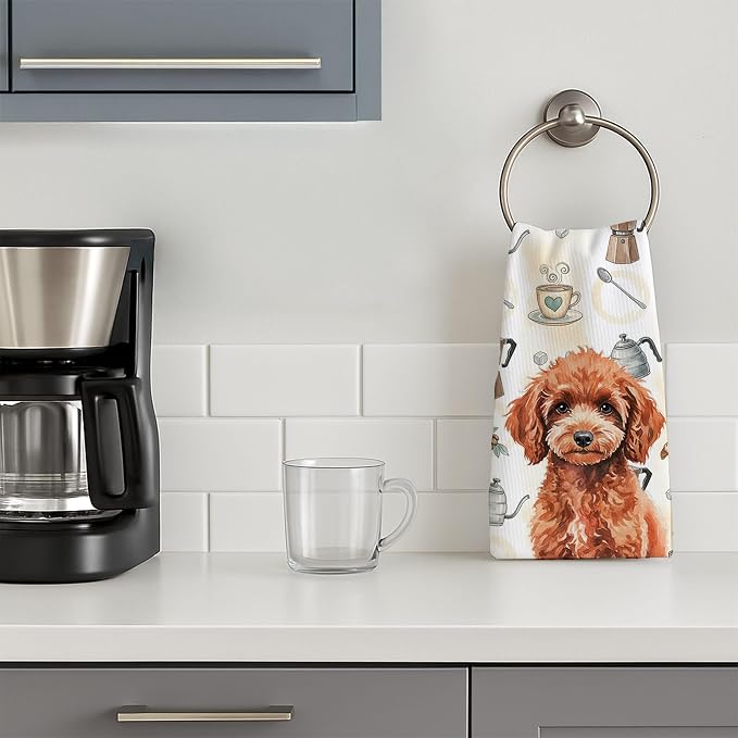 Caroline's Treasures Miniature Red Poodle Coffee Bar Kitchen Towel Velour Plush - Image 3