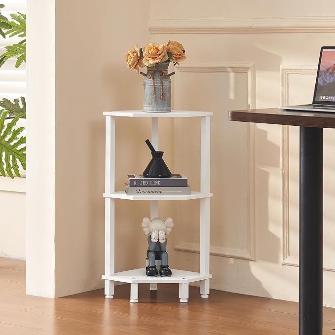 YUFAM 3-Tier Corner Shelf with Sturdy 5-Leg Base, Wooden Corner Bookshelf - Image 9