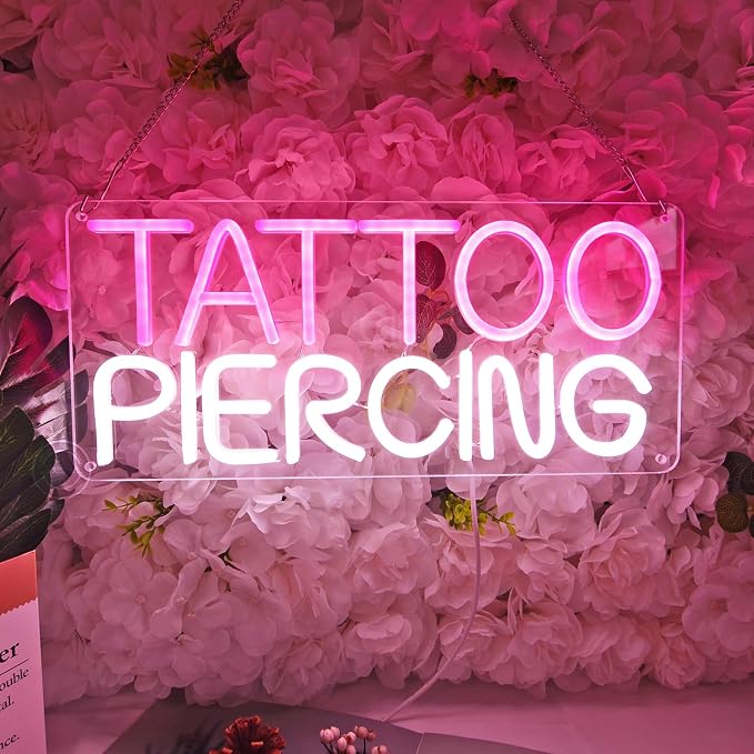 Britrio TATTOO Neon Sign Light Salon Studio Shop Plaque Pink LED Wall Art Decor by Britrio