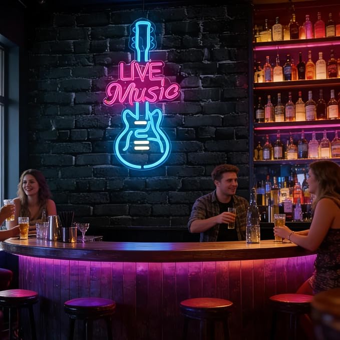 Live Music Neon Sign LED Light for Music Room Wall Decor Guitar Light Up Sign - Image 4