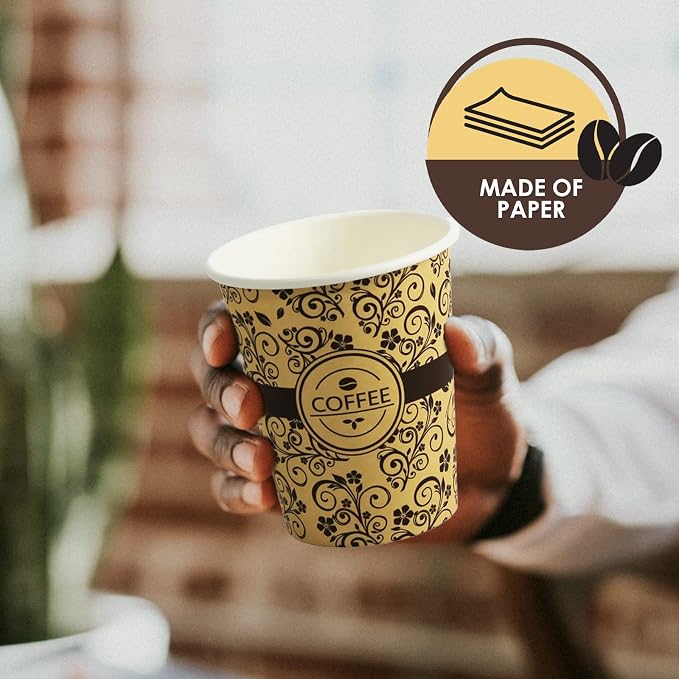 PAMI Disposable Coffee Cups, Single-Use Paper Cups, To-Go Hot Beverage Cups - Image 2