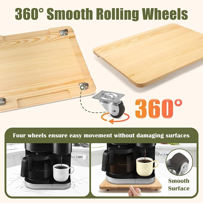 360° Rolling Tray for Coffee Maker, Sliding Tray Countertop Appliance Slider - Image 4