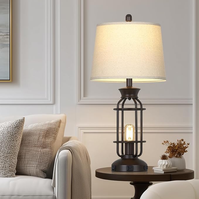 28" Tall Farmhouse Table lamps Set of 2, Vintage Industrial Table Lamp - Image 8