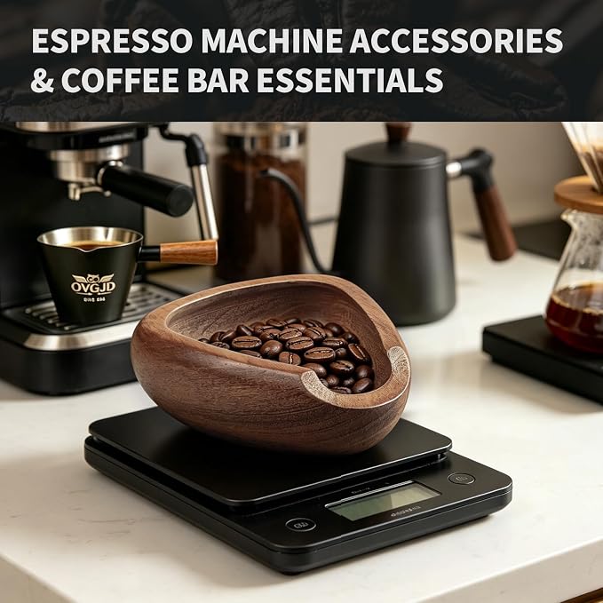 Coffee Bean Dosing Cup With Spray Bottle, Max 30G Walnut Wood Coffee Dosing Cup - Image 5