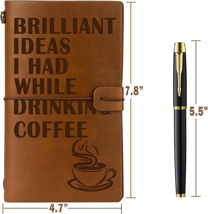 Coffee Gifts for Coffee Lovers Leather Journal Notebook - Image 2