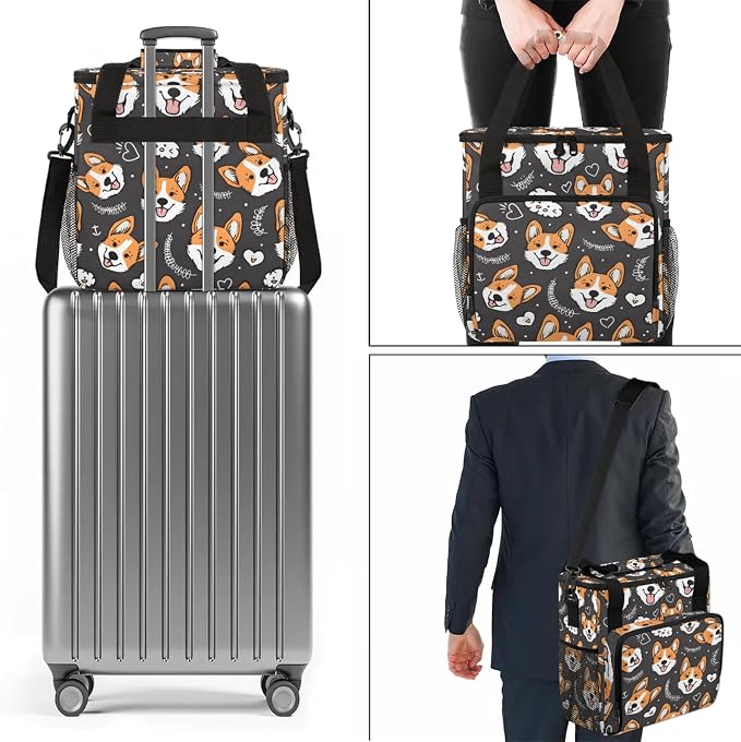 Cute Welsh Corgi Dog Coffee Maker Carring Bag, Large Insulated Storage - Image 7