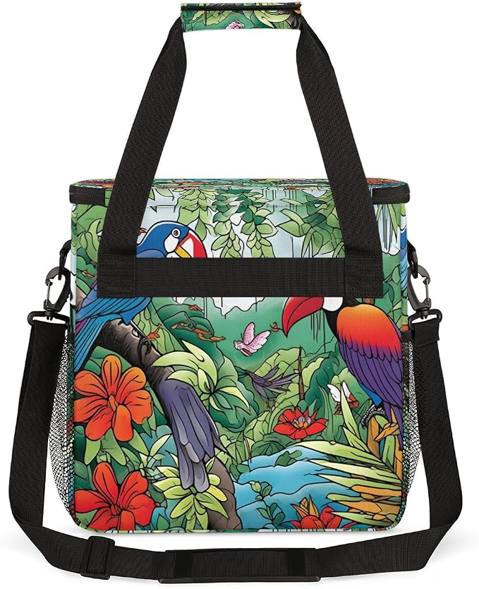 Tropical Birds Parrot Coffee Maker Travel Bag, Portable Storage Tote Bag - Image 5