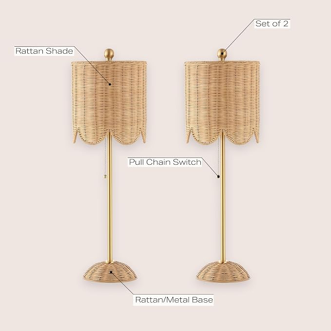 JONATHAN Y 27.5" Brass Gold Coastal Buffet Table Lamp Set of 2 - Image 3