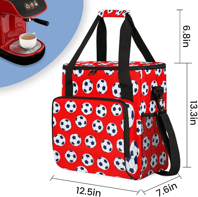 Soccer Coffee Maker Travel Bag, Soccer Large Carrying Storage Case Insulated - Image 2