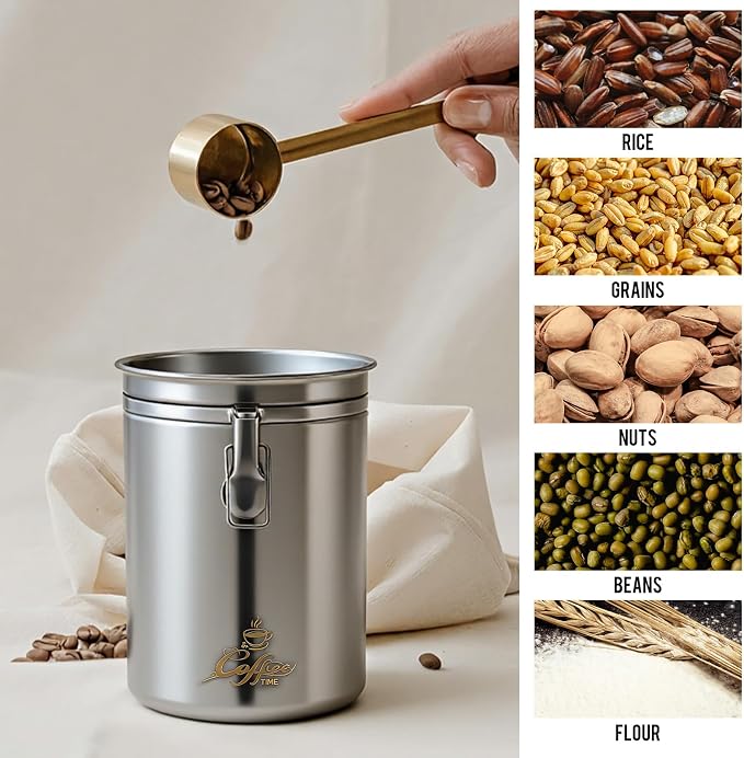 LemonRoad Stainless Steel Coffee Canister 62 Fl oz Coffee Jar Container - Image 5