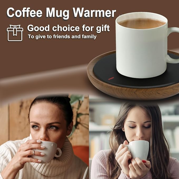 Coffee Mug Warmer, Candle Warmer Plate Wood Grain Style, Wax Melt Warmer - Image 5