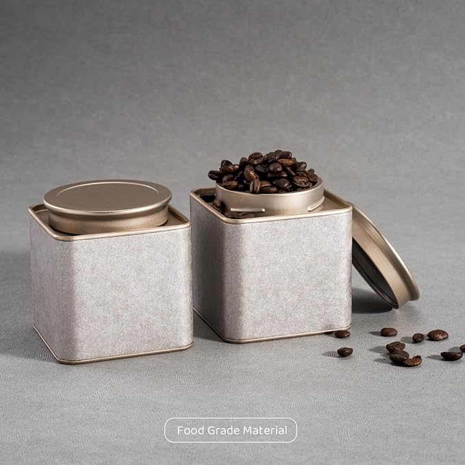 2 Packs Airtight Tea Tins for Loose Tea Square Cans Matcha Canister Empty - Image 3