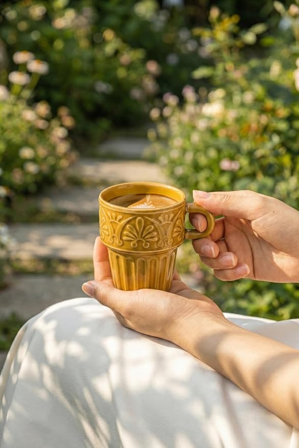 LYEOBOH Small Coffee Mug Set of 6, Stackable Mugs 3.3 OZ Ceramic Espresso Cups - Image 8