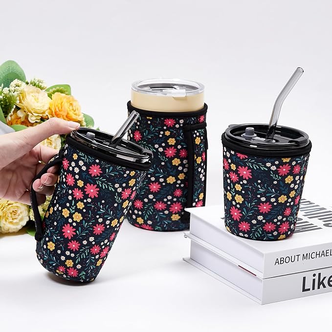 3 Piece Reusable Iced Coffee Sleeves Insulated Coffee Sleeves - Image 2