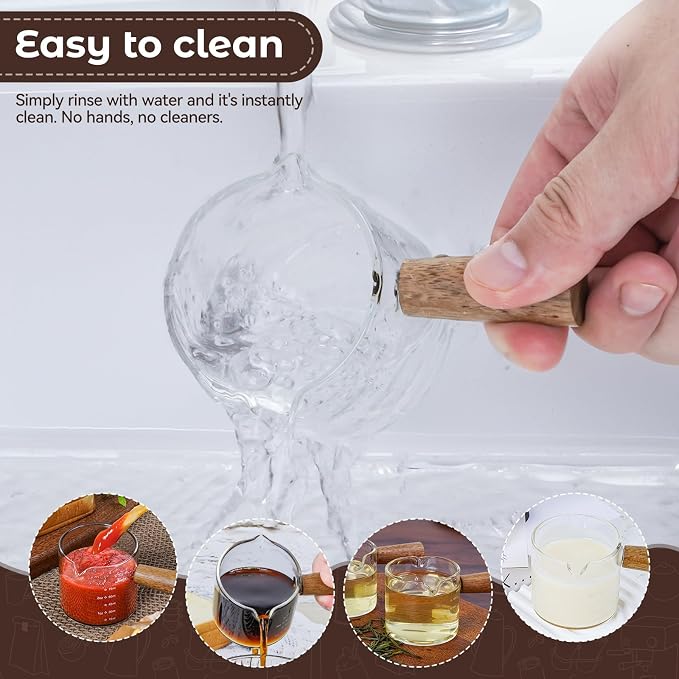 2 Pack Espresso Shot Cups Measuring cups, 4 FL OZ Wooden Handle V-Shaped Double - Image 5