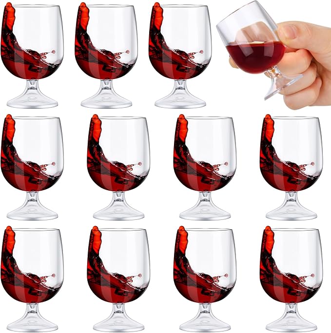 Roshtia 12 Pcs Mini Shot Glasses 1.75 oz Small Brandy Snifters Clear Reusable by Roshtia