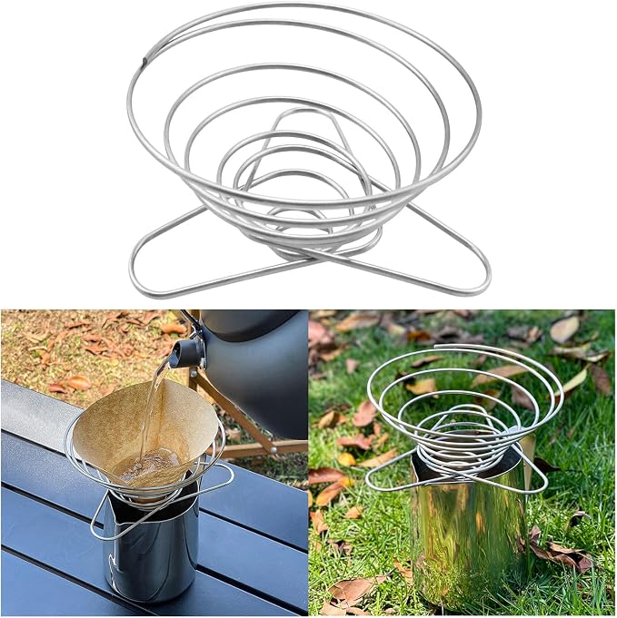 E-outstanding Stainless Steel Folding Spring Drip Coffee Filter Holder Medium - Image 5
