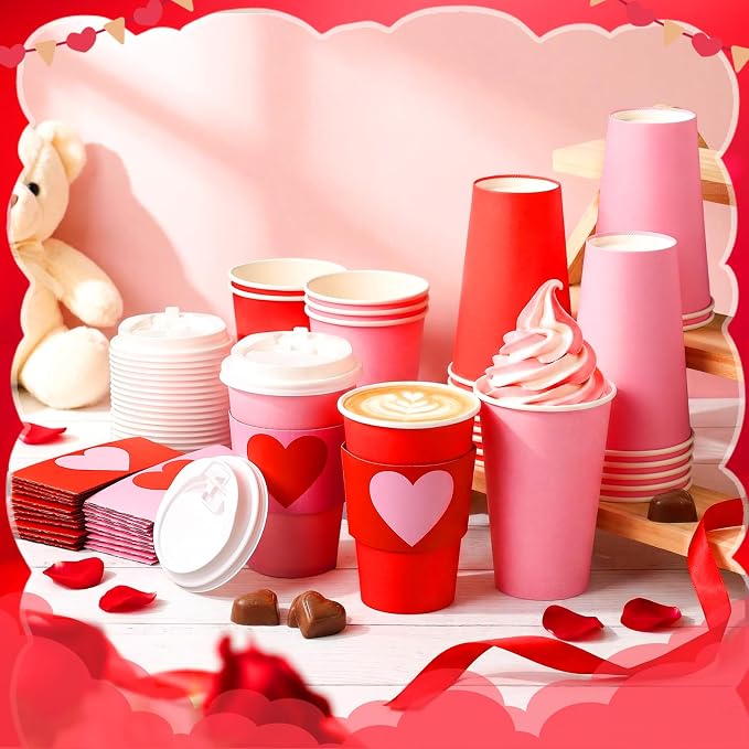 24 Set Valentine's Day Disposable Coffee Cups - Image 5