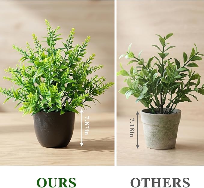 CEWOR Fake Plants 2 Pack Mini Potted Plants Bathroom Accessories Small - Image 3
