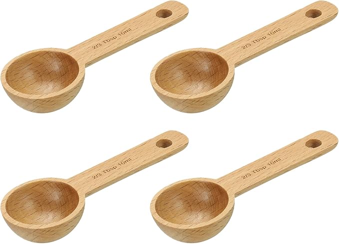 uxcell 4pcs Coffee Spoons, 10ml Wooden Table Spoons Tea Measure Scoops by uxcell