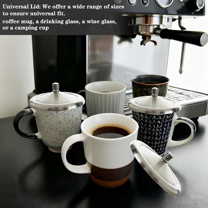 2Pcs Stainless Steel Cup Cover, 3.7Inch Coffee Mug Lid, Metal Mug Cover - Image 5