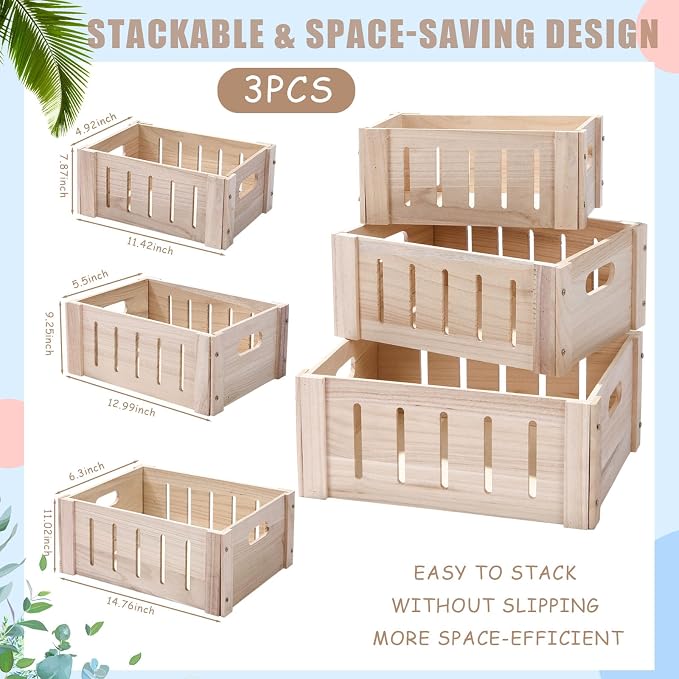 Ripeng 3 Pcs Decorative Wood Crates - Image 2
