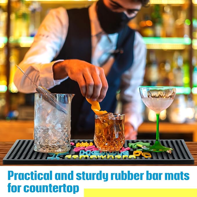 Jingmore Rubber Bar Mat for Bartending Coffee Bar Mat for Countertop Non Slip - Image 5