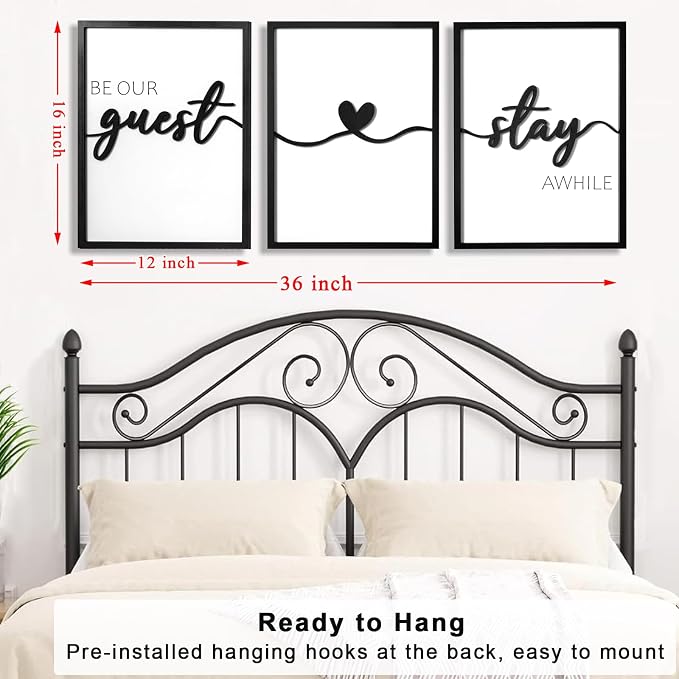 3D Wood Be Our Guest Wall Art, Framed Guest Room Wall Decor - Image 5