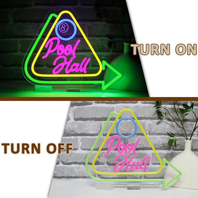 Pool Hall Neon Sign for Wall Decor, Billiards Led Signs for Business, USB - Image 5
