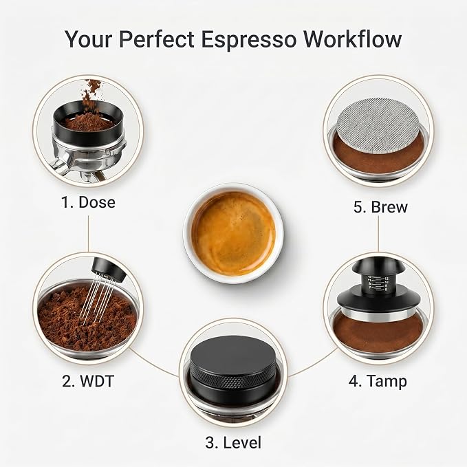 5PCS 51mm Espresso Accessories Kit: Espresso Tamper, WDT Tool, Coffee - Image 9